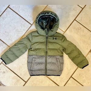 Under Armour Puffer Full Zipper with Hood Jacket, Size , Pockets, NEW, Green